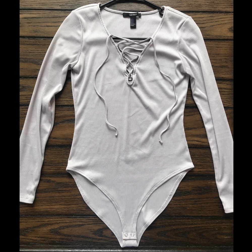 Knit top Bodysuit Long sleeve LightGrey